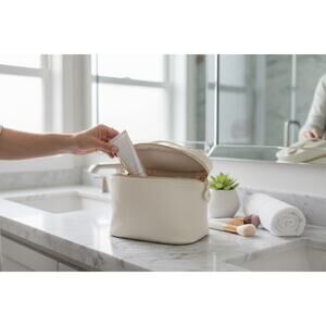 Arbonne‎ White Cosmetic Travel Bag with Gold Hardware – Women’s25